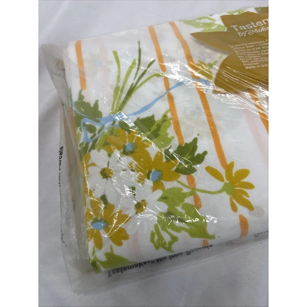 VTG Percale Tastemaker Mohawk Double Flat Sheet No‎ Iron Floral 81